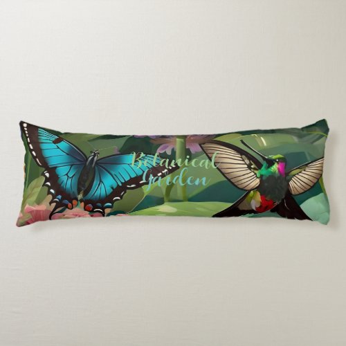 Botanical Garden _ Butterflies and Hummingbirds Body Pillow