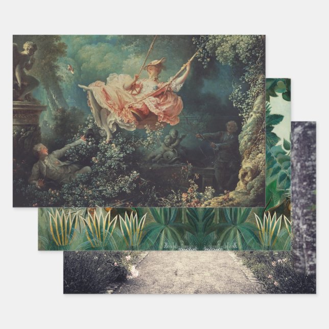 Botanical Garden Decoupage Heavy Weight 3-Set Wrapping Paper Sheets (Set)