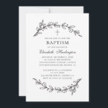 Botanical garden. Elegant black and white baptism Invitation<br><div class="desc">Elegant black and white baptism invitation.</div>