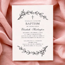 Botanical garden. Elegant black and white baptism Invitation