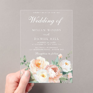 Botanical Garden Elegant Floral Wedding Acrylic Invitations