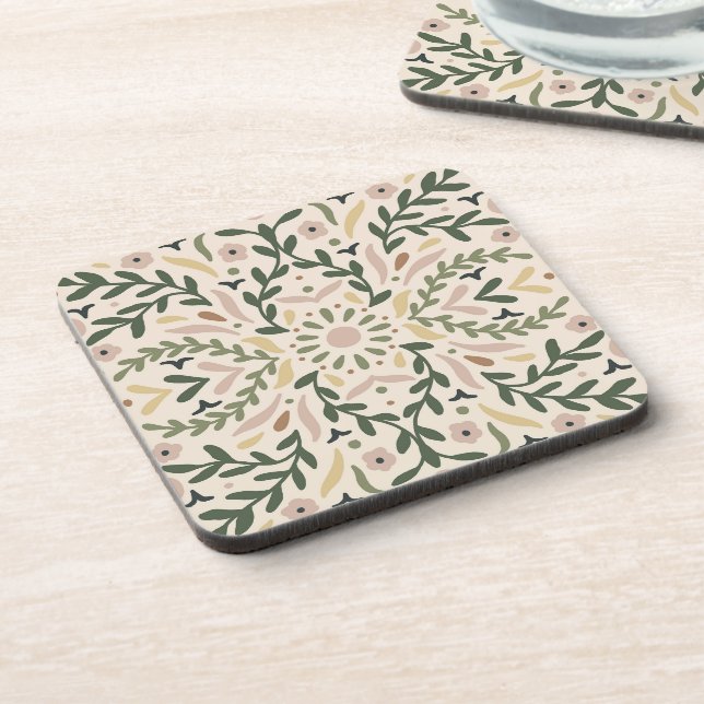 Botanical Garden Floral Beverage Coaster (Left Side)