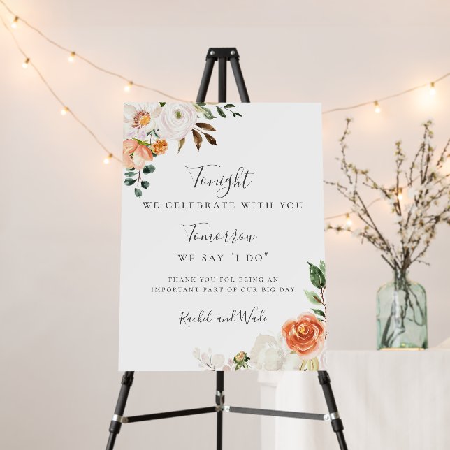 Botanical Garden Floral Rehearsal Dinner Welcome Foam Board (In Situ (Stand))