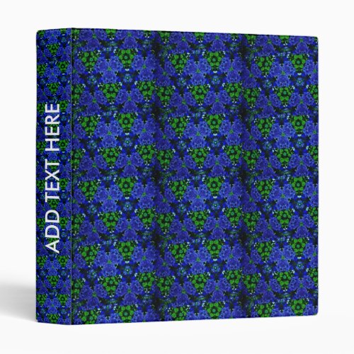 Botanical Garden Flower Blue  Green Kaleidoscope 3 Ring Binder