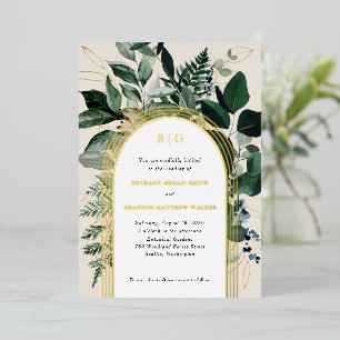 Botanical garden foil arched wedding invites