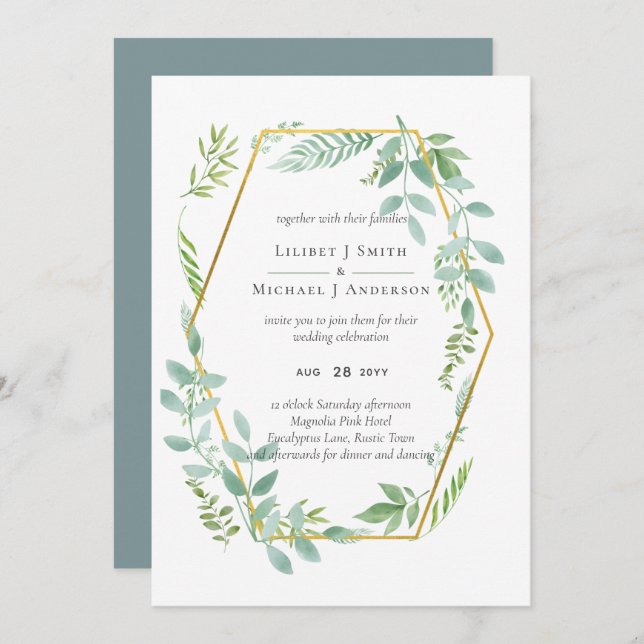 Botanical Garden Leaves Greenery Wedding (Front/Back)