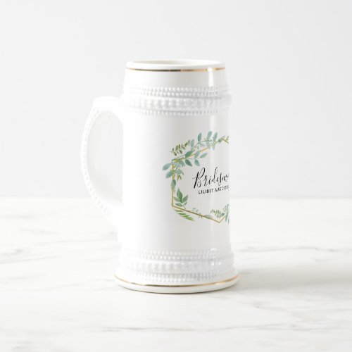 Botanical Garden Leaves Greenery Wedding Beer Stein