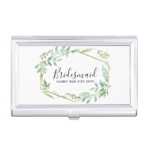 Botanical Garden Leaves Greenery Wedding Business Card Case