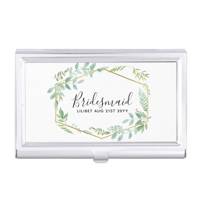 Botanical Garden Leaves Greenery Wedding Business Card Case (Front)