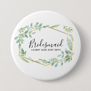Botanical Garden Leaves Greenery Wedding Button