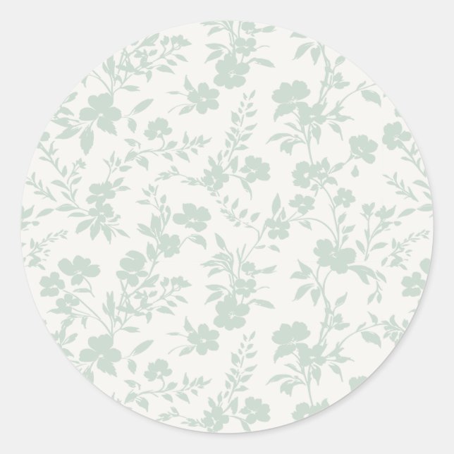 Botanical Garden Muted Sage - Neutral Classic Round Sticker (Front)