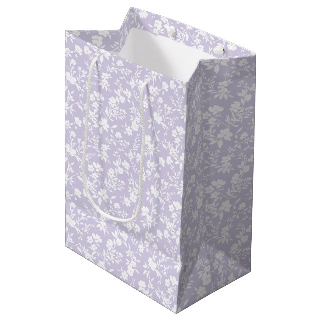 Botanical Garden Neutral - Dusty Lavender Medium Gift Bag (Front Angled)