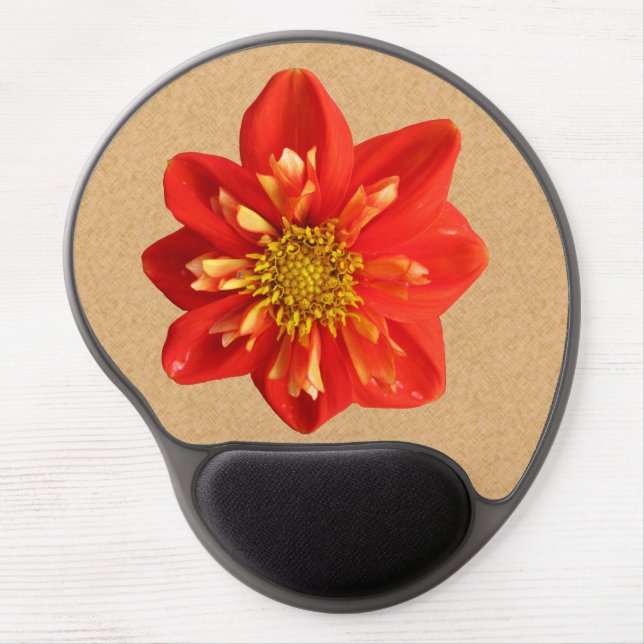 Botanical Garden Orange Dahlia Flower Gel Mouse Pad (Front)