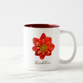 Botanical Garden Orange Dahlia Flower Two-tone Coffee Mug by KreaturFlora at Zazzle