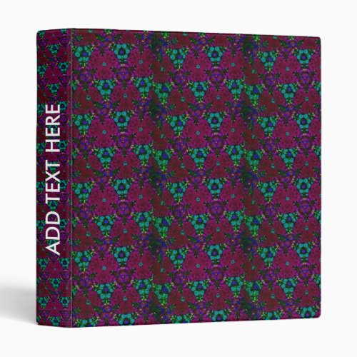 Botanical Garden Purple Green Flowers Kaleidoscope 3 Ring Binder