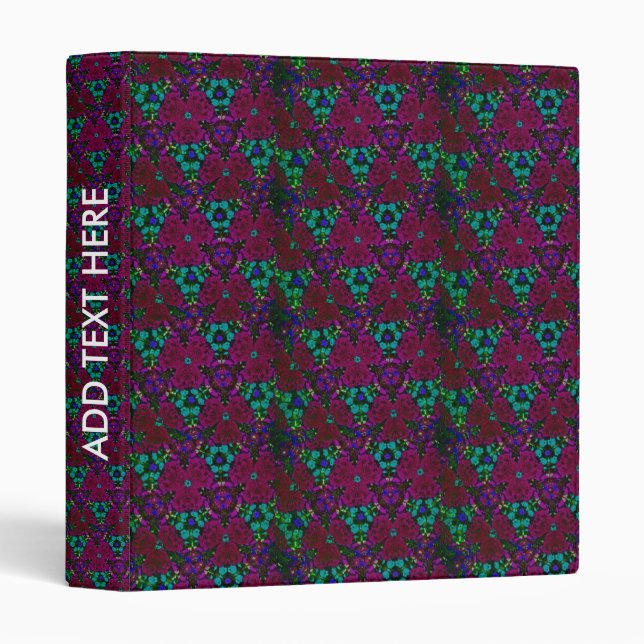 Botanical Garden Purple Green Flowers Kaleidoscope 3 Ring Binder (Front/Spine)