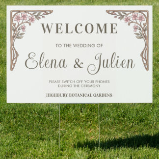 Botanical Garden Stained Glass Wedding Yard Sign