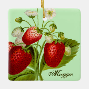 Botanical Garden Strawberry Ceramic Ornament