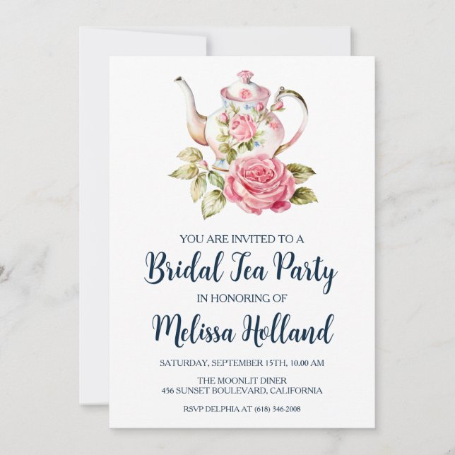 botanical garden tea party bridal shower invitation (Front)