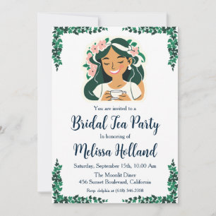botanical garden tea party bridal shower invitation