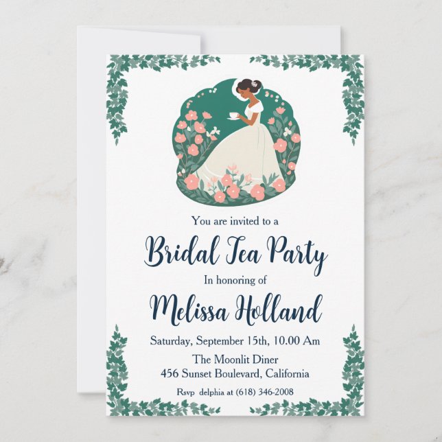 botanical garden tea party bridal shower invitation (Front)