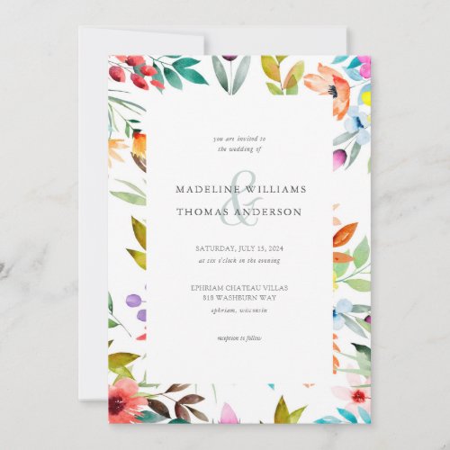 Botanical Garden Wildflowers Wedding Invitation