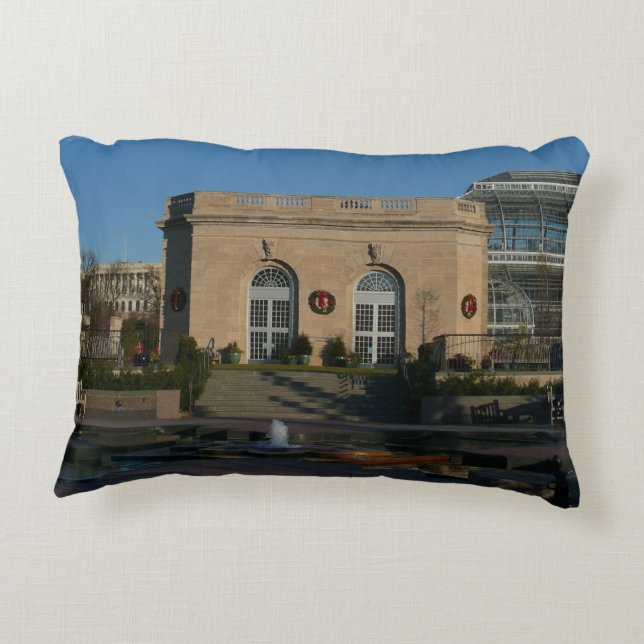 Botanical Gardens at Christmas in Washington DC Accent Pillow (Back)