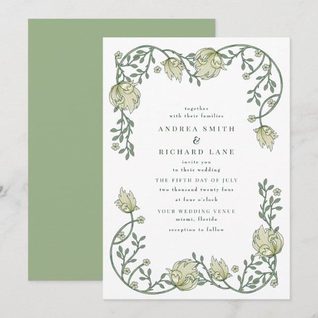 Botanical Gardens Floral Wedding Invitation (Front/Back)