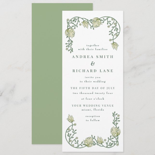 Botanical Gardens Floral Wedding Invitation (Front/Back)