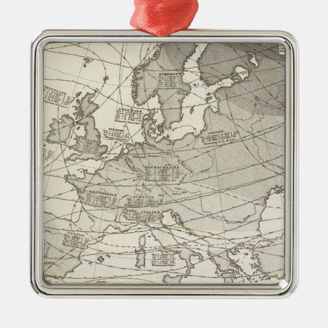 Botanical geographical statistical map of Europe Metal Ornament (Front)