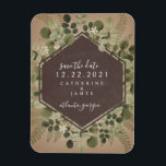 Botanical Geometric Chalkboard Wedding Magnet<br><div class="desc">A wedding save the date magnet featuring a botanical design with a chalkboard geometric design over a brown background.</div>