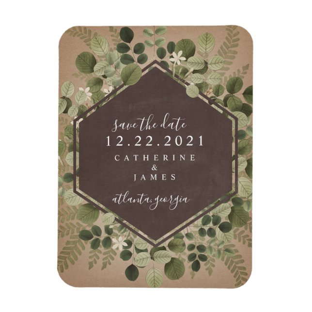 Botanical Geometric Chalkboard Wedding Magnet (Vertical)