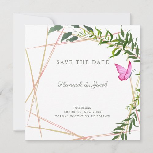 Botanical Geometric with Butterfly Wedding Design