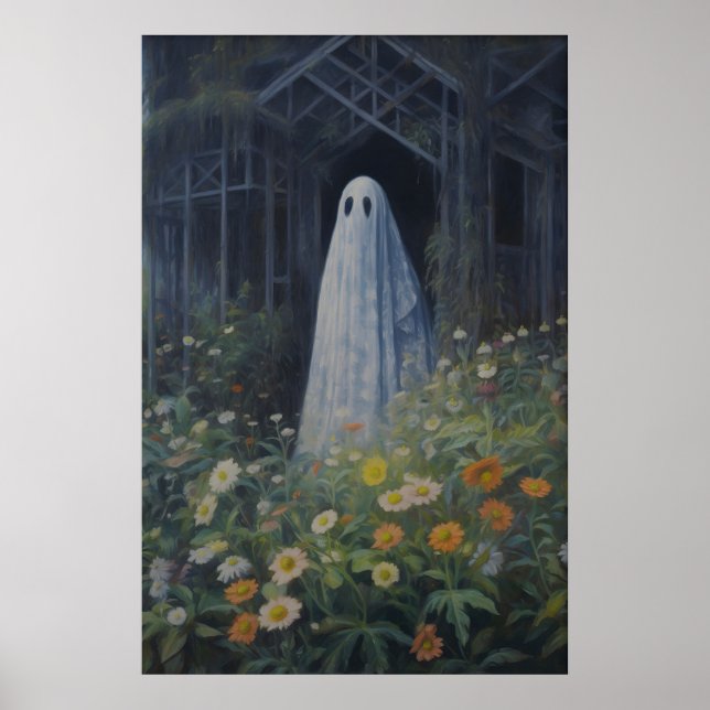 Botanical Ghost Art Print Vintage Greenhouse (Front)