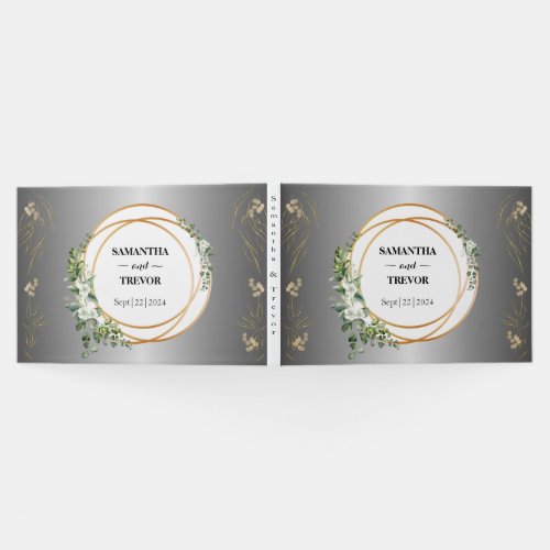 Botanical Gilded Golden Rings  Foliage  Guest Book