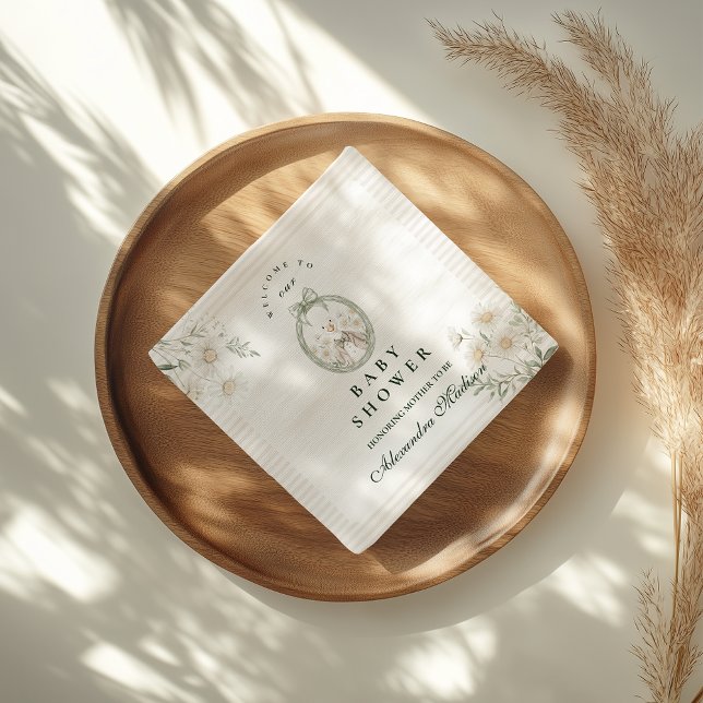 Botanical Gingham Silly Goose Baby Shower Napkins (Creator Uploaded)