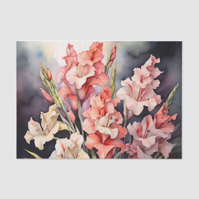 Botanical  Gladiolus In Watercolor Tissue Paper (Front)