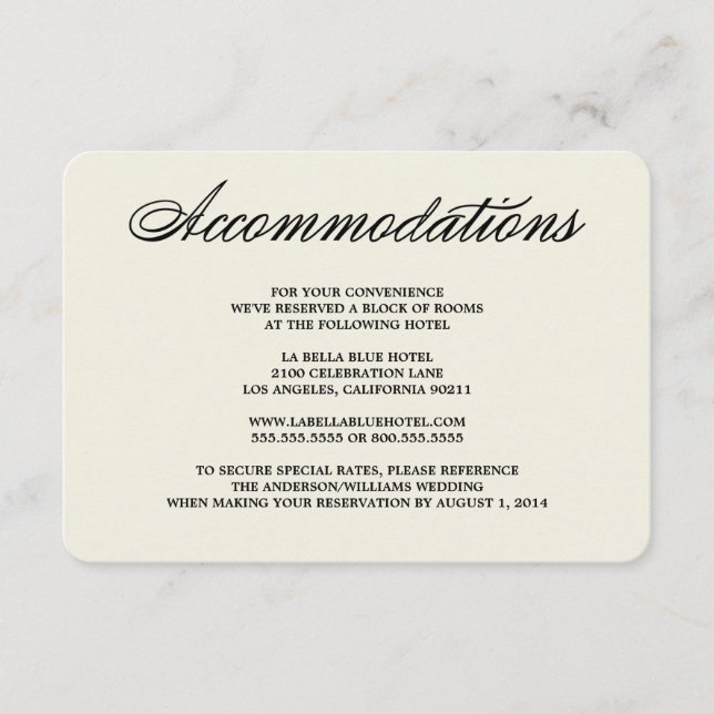 Botanical Glamour | Accommodation Enclosure Card (Front)