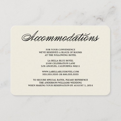 Botanical Glamour | Accommodation Enclosure Card