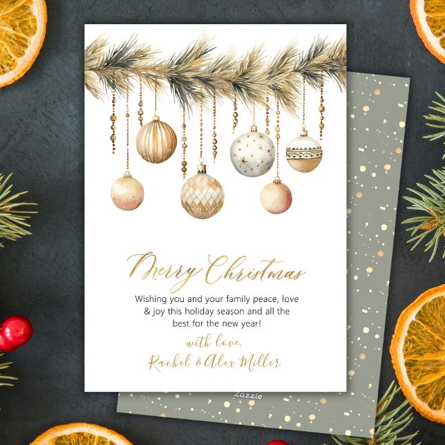 Botanical Glass Ornament Non Photo Merry Christmas Holiday Card (Creator Uploaded)