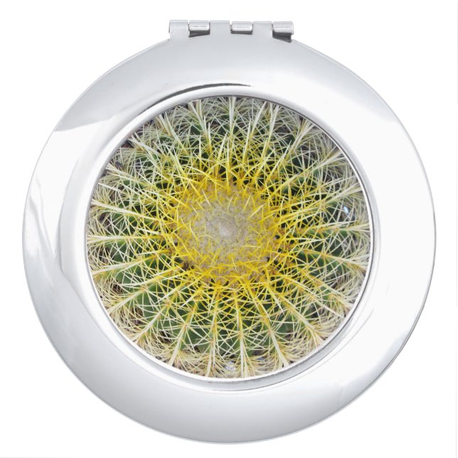 Botanical Globe Cactus Plant Photo Makeup Mirror (Front)