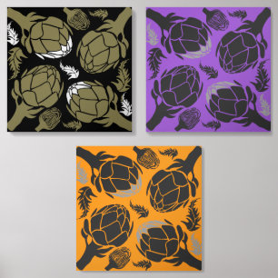 Botanical Gold Artichoke Art Decor Acrylic Photo Tile