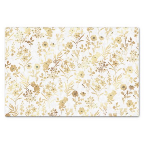 Botanical Gold Flowers Pattern Tissue Paper