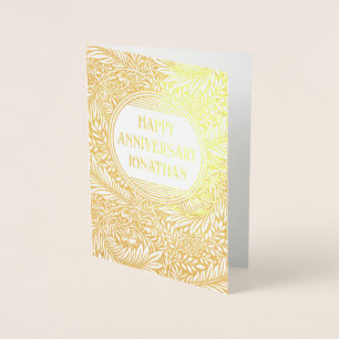 Botanical Gold Foil Anniversary Card For Husband
