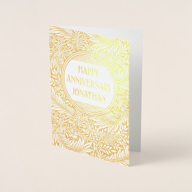 Botanical Gold Foil Anniversary Card For Husband (Front)