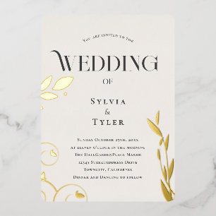 Botanical Gold Foil Wedding Invitation