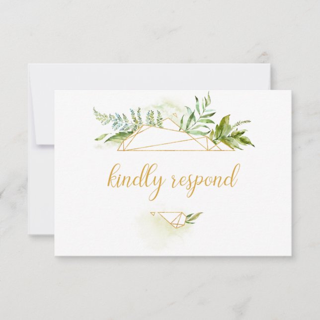 Botanical Gold Geometric Crystal RSVP (Front)
