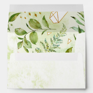 Botanical Gold Geometric Meadow Greenery Envelope