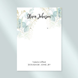 Botanical Gold Green Jewelry Earring Display Business Card