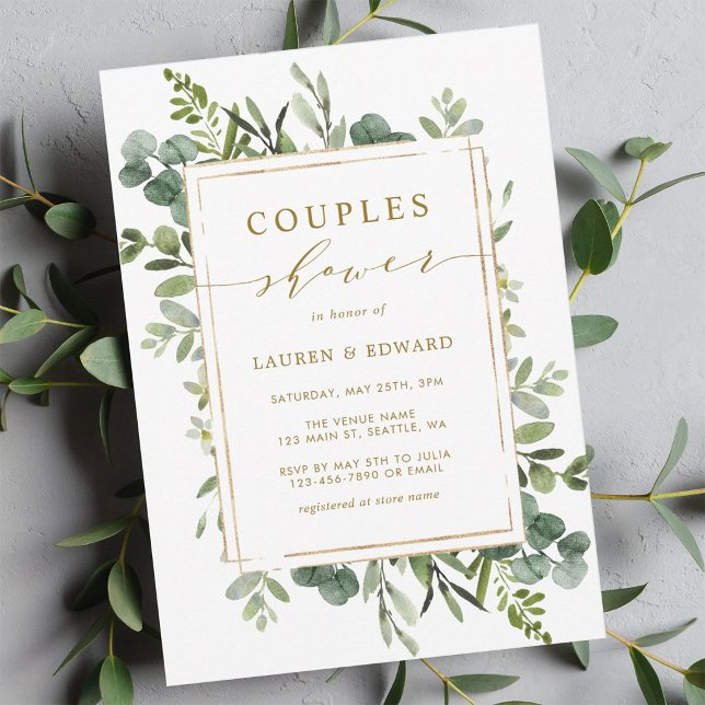 Botanical Gold Greenery Couples Shower Invitation (Creator Uploaded)